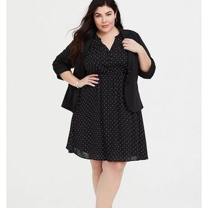 Torrid-Black w white polkadot Mini Georgette Shirt Dress